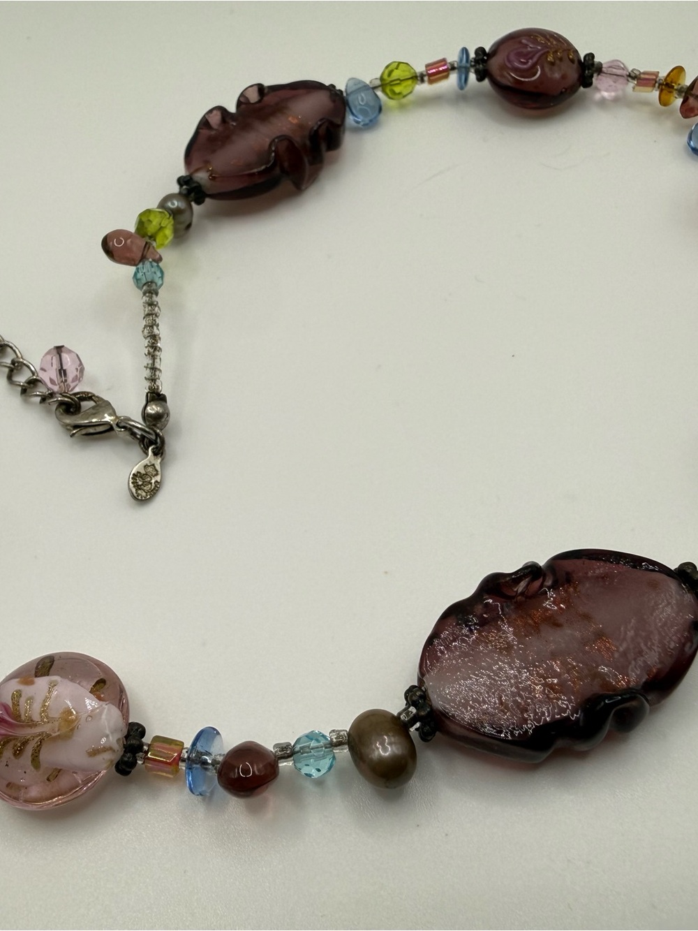 Premier Designs Multicolor Glass Bead Necklace - Pink, Brown, Green, Blue - Picture 5 of 6